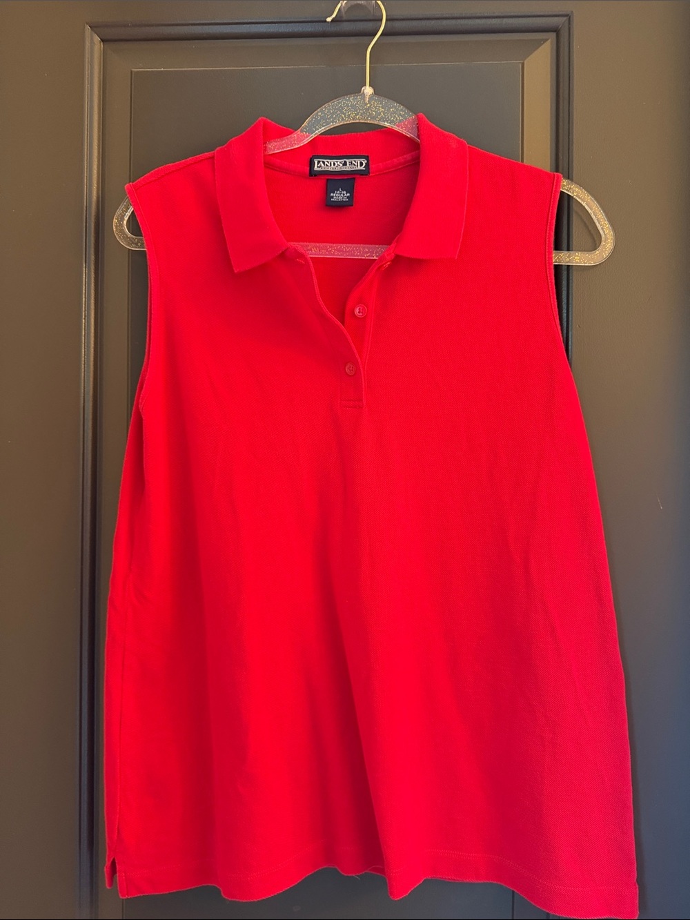 Lands' End Sleeveless Polo Tank Top - Bright Red